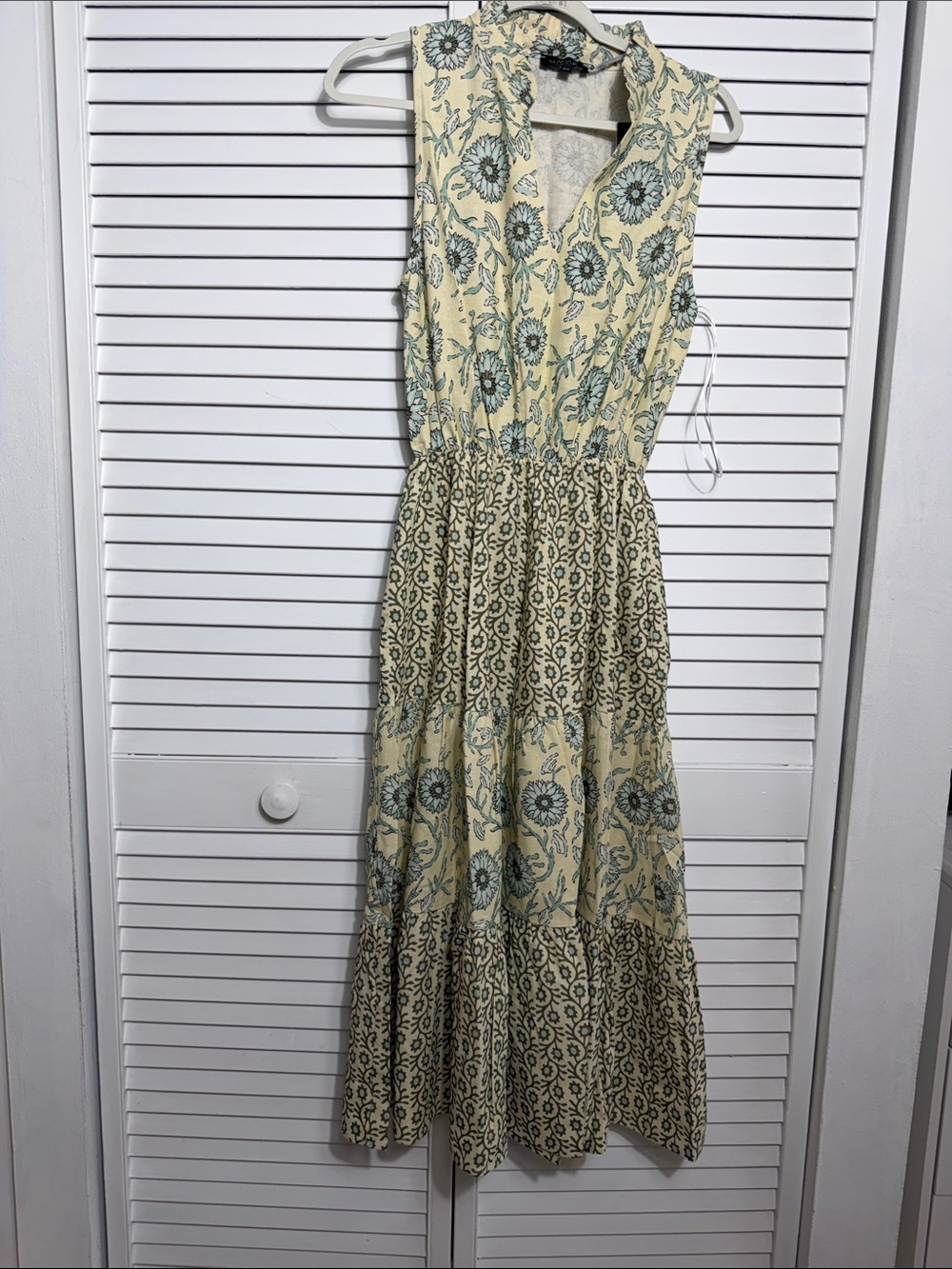 MAGARI MADE IN ITALY FLORAL TIERED SLEEVELESS LINEN BLEND MIDI DRESS SIZE M NWT - Picture 8 of 11